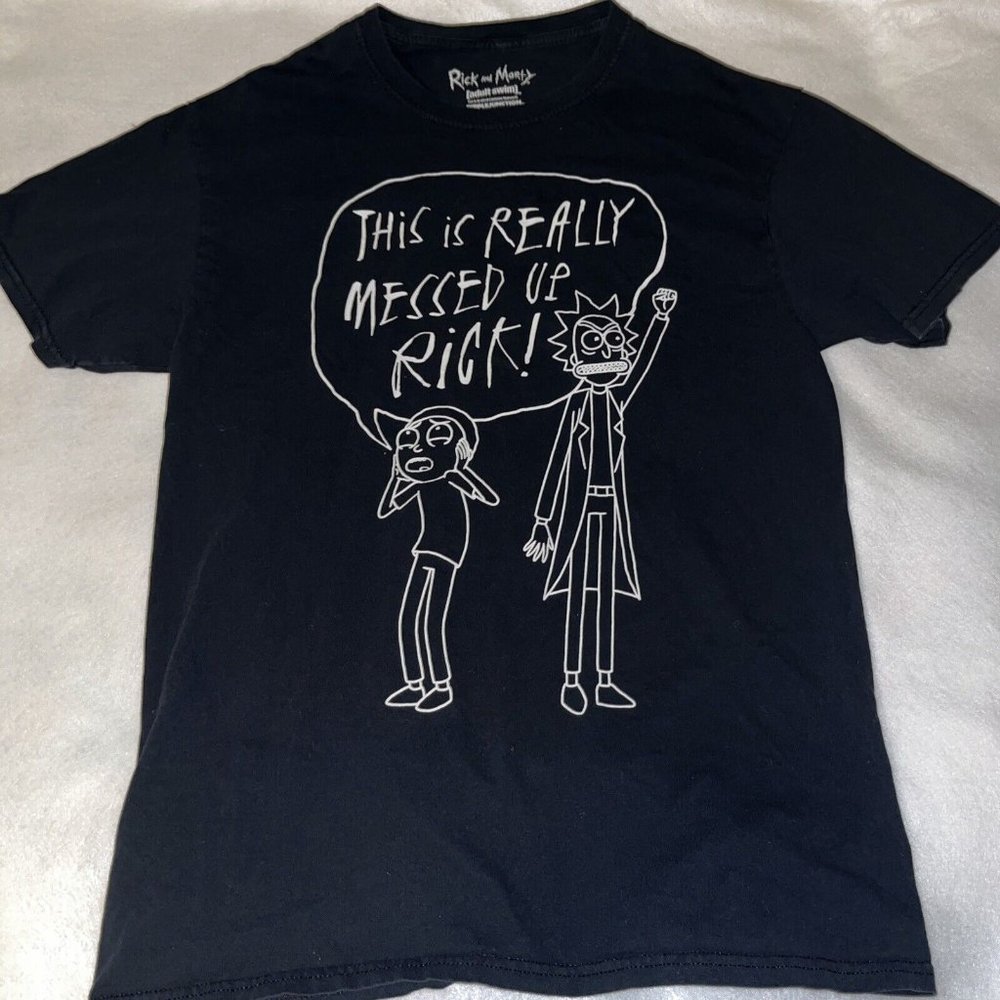 Rick and Morty Adult Swim This is Really Messed Up Black T shirt size M